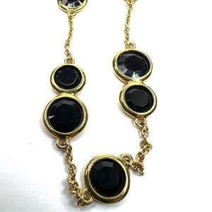 Kate Spade Gold Tone Necklace with Black Resin Gems
